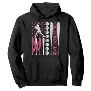 Baseball Breast Cancer Hoodie Pink Ribbon Strike Out Breast Cancer American Flag TS10 Black Print Your Wear