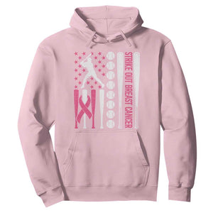 Baseball Breast Cancer Hoodie Pink Ribbon Strike Out Breast Cancer American Flag TS10 Light Pink Print Your Wear