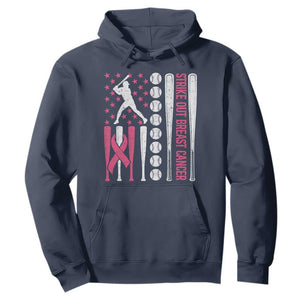 Baseball Breast Cancer Hoodie Pink Ribbon Strike Out Breast Cancer American Flag TS10 Navy Print Your Wear
