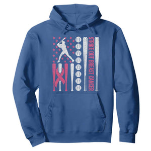 Baseball Breast Cancer Hoodie Pink Ribbon Strike Out Breast Cancer American Flag TS10 Royal Blue Print Your Wear