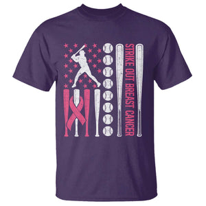 Baseball Breast Cancer T Shirt Pink Ribbon Strike Out Breast Cancer American Flag TS10 Purple Print Your Wear