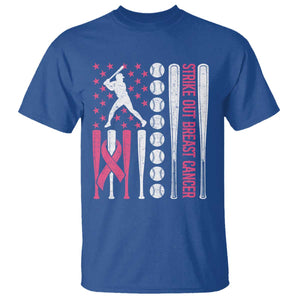 Baseball Breast Cancer T Shirt Pink Ribbon Strike Out Breast Cancer American Flag TS10 Royal Blue Print Your Wear