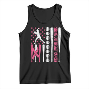 Baseball Breast Cancer Tank Top Pink Ribbon Strike Out Breast Cancer American Flag TS10 Black Print Your Wear