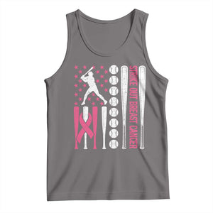Baseball Breast Cancer Tank Top Pink Ribbon Strike Out Breast Cancer American Flag TS10 Deep Heather Print Your Wear