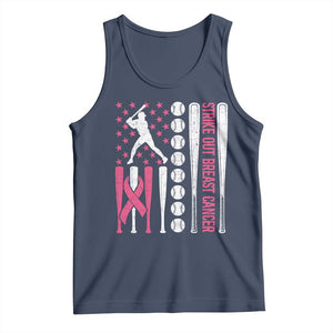 Baseball Breast Cancer Tank Top Pink Ribbon Strike Out Breast Cancer American Flag TS10 Navy Print Your Wear