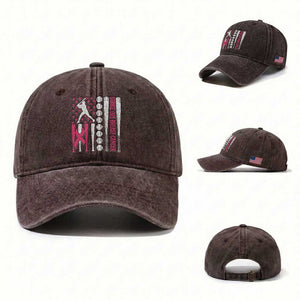 Baseball Breast Cancer Washed Cotton Baseball Cap Pink Ribbon Strike Out Breast Cancer American Flag TS10 Washed Cap Universal Fit Dark Brown Print Your Wear