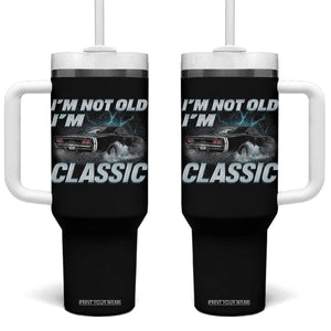 Vintage I'm Not Old I'm Classic Tumbler With Handle Funny Car Graphic Racing Drift Car TS10 One Size: 40 oz Black Print Your Wear