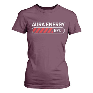 Funny Six Seven T Shirt For Women Aura Energy at 67 Meme Gen Alpha Slang TS10 Maroon Print Your Wear