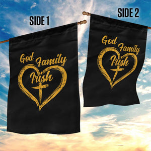 God Family Irish Garden Flag Vintage Cross In Heart Christian Notre Dame Game Day TS10 Print Your Wear