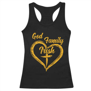 God Family Irish Racerback Tank Top Vintage Cross In Heart Christian Notre Dame Game Day TS10 Black Print Your Wear