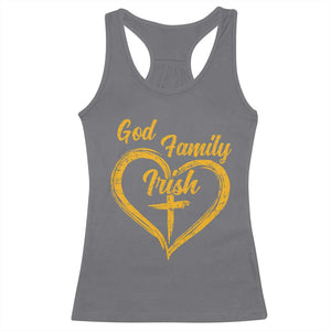 God Family Irish Racerback Tank Top Vintage Cross In Heart Christian Notre Dame Game Day TS10 Charcoal Print Your Wear