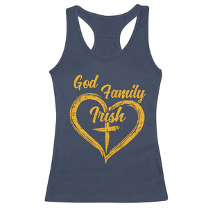 God Family Irish Racerback Tank Top Vintage Cross In Heart Christian Notre Dame Game Day TS10 Navy Print Your Wear