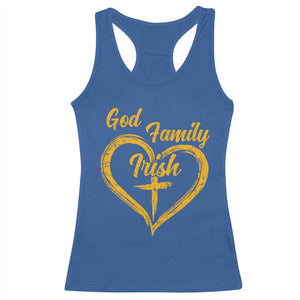 God Family Irish Racerback Tank Top Vintage Cross In Heart Christian Notre Dame Game Day TS10 Royal Blue Print Your Wear