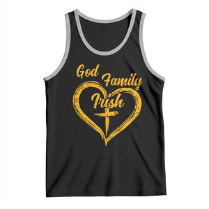 God Family Irish Tank Top Vintage Cross In Heart Christian Notre Dame Game Day TS10 Black Athletic Heather Print Your Wear
