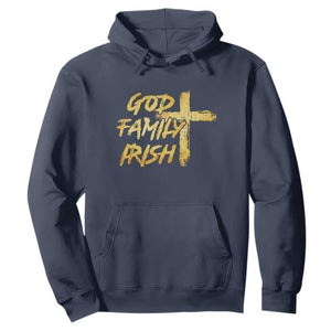 God Family Irish Hoodie Christian Faith Cross Notre Dame Game Day TS10 Navy Print Your Wear