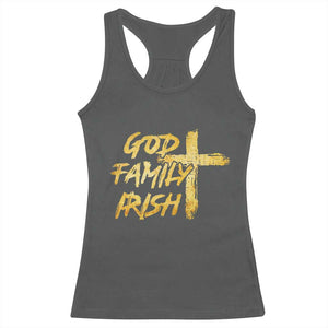 God Family Irish Racerback Tank Top Christian Faith Cross Notre Dame Game Day TS10 Dark Heather Print Your Wear