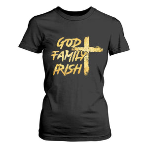 God Family Irish T Shirt For Women Christian Faith Cross Notre Dame Game Day TS10 Black Print Your Wear