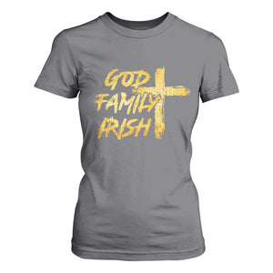 God Family Irish T Shirt For Women Christian Faith Cross Notre Dame Game Day TS10 Charcoal Print Your Wear