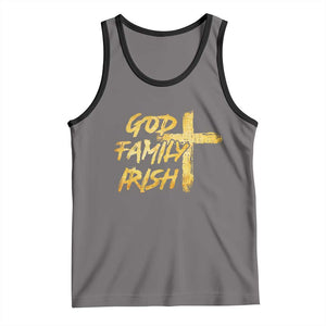 God Family Irish Tank Top Christian Faith Cross Notre Dame Game Day TS10 Deep Heather Black Print Your Wear