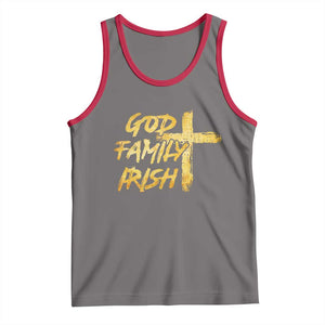 God Family Irish Tank Top Christian Faith Cross Notre Dame Game Day TS10 Deep Heather Red Print Your Wear