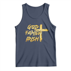 God Family Irish Tank Top Christian Faith Cross Notre Dame Game Day TS10 Navy Print Your Wear