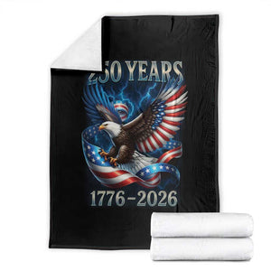 250 Years America Throw Blanket Eagle and Flag 250th Anniversary USA Patriotic 1776 2026 TS10 Black Print Your Wear