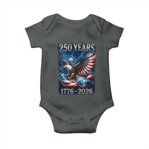 250 Years America Baby Onesie Eagle and Flag 250th Anniversary USA Patriotic 1776 2026 TS10 Dark Heather Print Your Wear