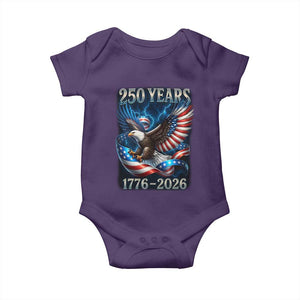 250 Years America Baby Onesie Eagle and Flag 250th Anniversary USA Patriotic 1776 2026 TS10 Purple Print Your Wear