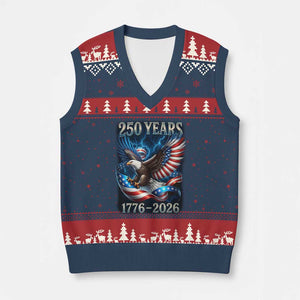 250 Years America V-Neck Knit Sweater Vest Eagle and Flag 250th Anniversary USA Patriotic 1776 2026 TS10 Navy Red Print Your Wear