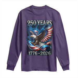 250 Years America Long Sleeve Shirt Eagle and Flag 250th Anniversary USA Patriotic 1776 2026 TS10 Purple Print Your Wear