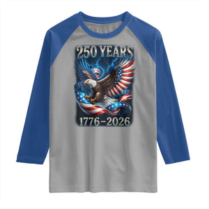 250 Years America Raglan Shirt Eagle and Flag 250th Anniversary USA Patriotic 1776 2026 TS10 Sport Gray Royal Print Your Wear