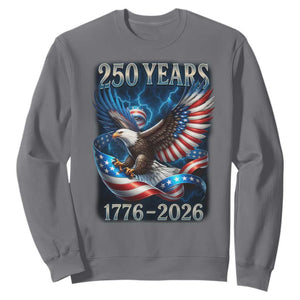 250 Years America Sweatshirt Eagle and Flag 250th Anniversary USA Patriotic 1776 2026 TS10 Charcoal Print Your Wear