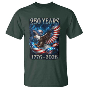 250 Years America T Shirt Eagle and Flag 250th Anniversary USA Patriotic 1776 2026 TS10 Dark Forest Green Print Your Wear