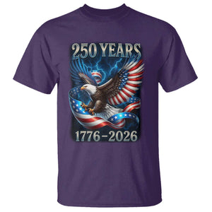 250 Years America T Shirt Eagle and Flag 250th Anniversary USA Patriotic 1776 2026 TS10 Purple Print Your Wear