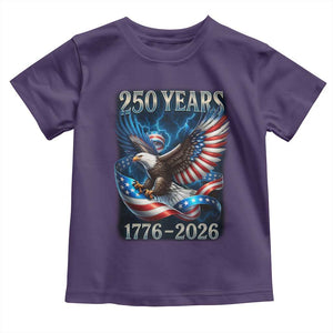 250 Years America Toddler T Shirt Eagle and Flag 250th Anniversary USA Patriotic 1776 2026 TS10 Purple Print Your Wear