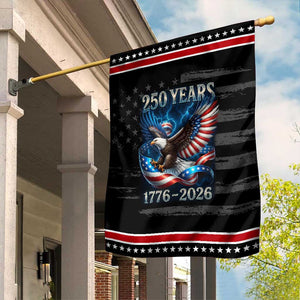 250 Years America Garden Flag - Eagle and Flag 250th Anniversary USA Patriotic 1776 2026 TS10 Distressed Black Red Print Your Wear
