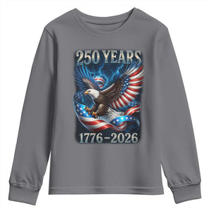 250 Years America Youth Sweatshirt Eagle and Flag 250th Anniversary USA Patriotic 1776 2026 TS10 Charcoal Print Your Wear