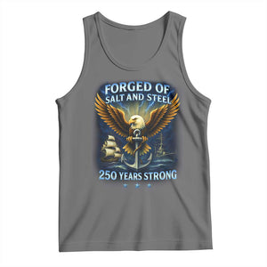 Navy Veteran 250th Anniversary Tank Top Forged of Salt and Steel US Naval Ships 250th Anniversary TS10 Black Heather Print Your Wear