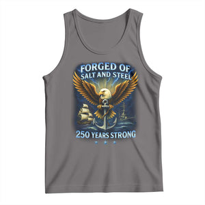 Navy Veteran 250th Anniversary Tank Top Forged of Salt and Steel US Naval Ships 250th Anniversary TS10 Deep Heather Print Your Wear
