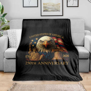 US 250th Anniversary Throw Blanket Retro Bald Eagle American Flag Patriotic Veterans TS10 Print Your Wear