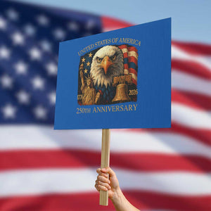 US 250th Anniversary Protest Sign Retro Bald Eagle American Flag Patriotic Veterans - Print Your Wear
