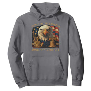 US 250th Anniversary Hoodie Retro Bald Eagle American Flag Patriotic Veterans TS10 Charcoal Print Your Wear