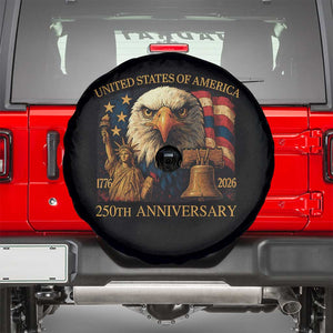 US 250th Anniversary Spare Tire Cover Retro Bald Eagle American Flag Patriotic Veterans TS10 Black Print Your Wear