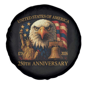 US 250th Anniversary Spare Tire Cover Retro Bald Eagle American Flag Patriotic Veterans TS10 Print Your Wear