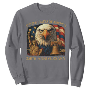 US 250th Anniversary Sweatshirt Retro Bald Eagle American Flag Patriotic Veterans TS10 Charcoal Print Your Wear