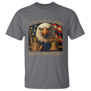 US 250th Anniversary T Shirt Retro Bald Eagle American Flag Patriotic Veterans TS10 Charcoal Print Your Wear