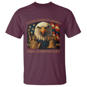 US 250th Anniversary T Shirt Retro Bald Eagle American Flag Patriotic Veterans TS10 Maroon Print Your Wear