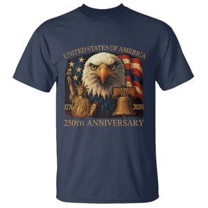 US 250th Anniversary T Shirt Retro Bald Eagle American Flag Patriotic Veterans TS10 Navy Print Your Wear