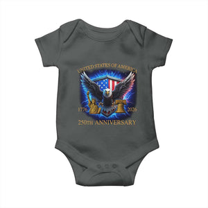 250 Years America Flag Baby Onesie Eagle 250th Anniversary USA Patriotic 1776 2026 TS10 Dark Heather Print Your Wear