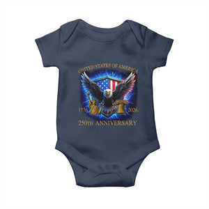 250 Years America Flag Baby Onesie Eagle 250th Anniversary USA Patriotic 1776 2026 TS10 Navy Print Your Wear